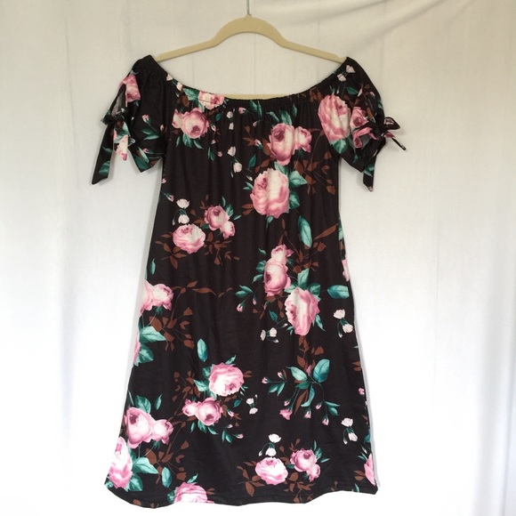 Spring Pink Rose Floral Print Casual Dress - Picture 2 of 7